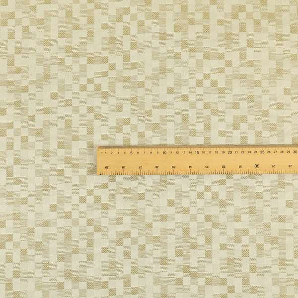 Fabriano Squared Pattern Chenille Type Cream Beige Upholstery Fabric CTR-928 - Made To Measure Curtains