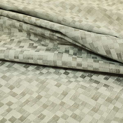 Fabriano Squared Pattern Chenille Type Silver Upholstery Fabric CTR-929 - Made To Measure Curtains