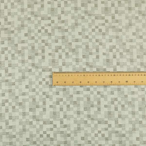 Fabriano Squared Pattern Chenille Type Silver Upholstery Fabric CTR-929 - Made To Measure Curtains