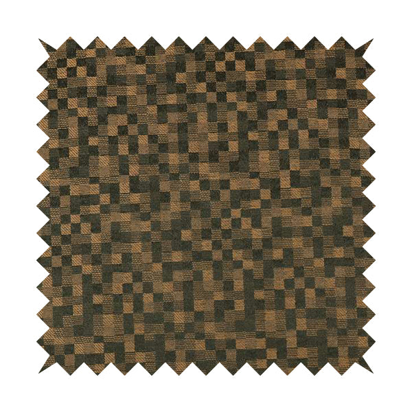 Fabriano Squared Pattern Chenille Type Brown Upholstery Fabric CTR-930 - Handmade Cushions