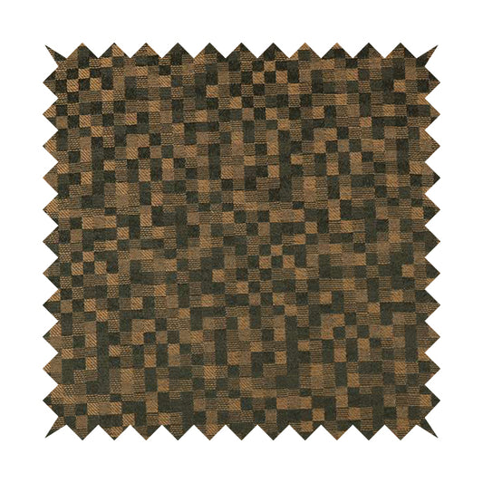 Fabriano Squared Pattern Chenille Type Brown Upholstery Fabric CTR-930