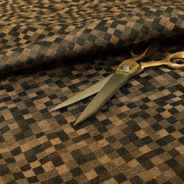 Fabriano Squared Pattern Chenille Type Brown Upholstery Fabric CTR-930 - Roman Blinds