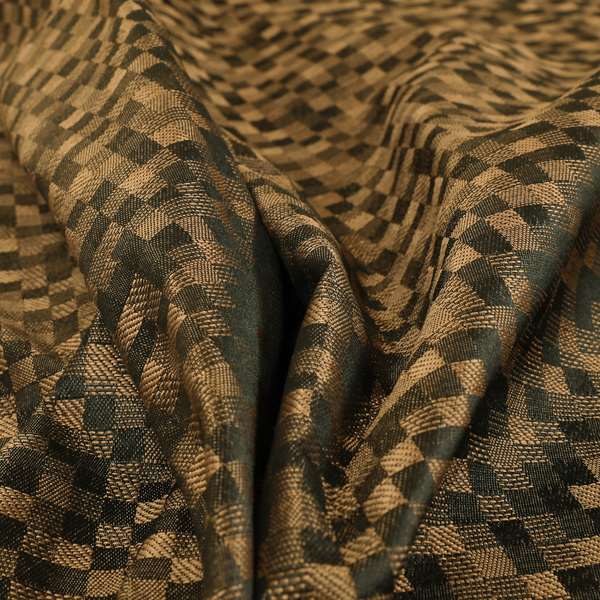 Fabriano Squared Pattern Chenille Type Brown Upholstery Fabric CTR-930