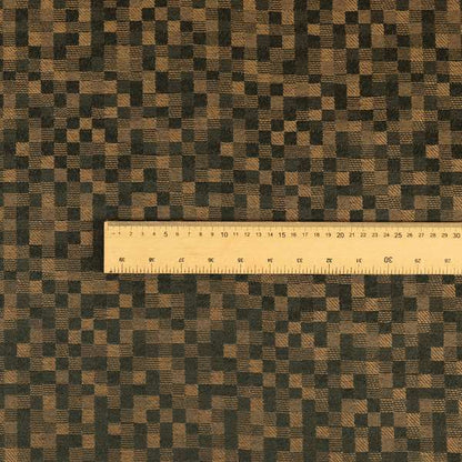 Fabriano Squared Pattern Chenille Type Brown Upholstery Fabric CTR-930 - Roman Blinds