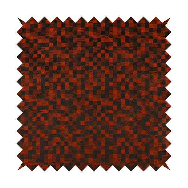 Fabriano Squared Pattern Chenille Type Red Upholstery Fabric CTR-931 - Made To Measure Curtains