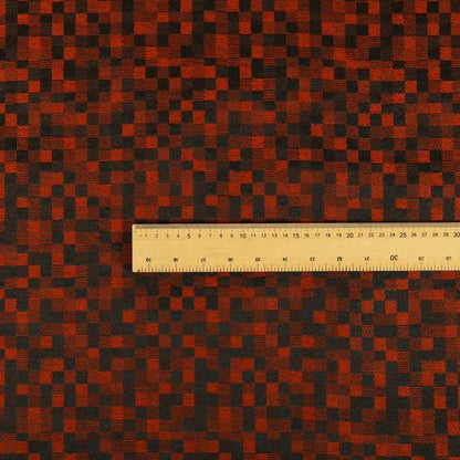 Fabriano Squared Pattern Chenille Type Red Upholstery Fabric CTR-931 - Made To Measure Curtains