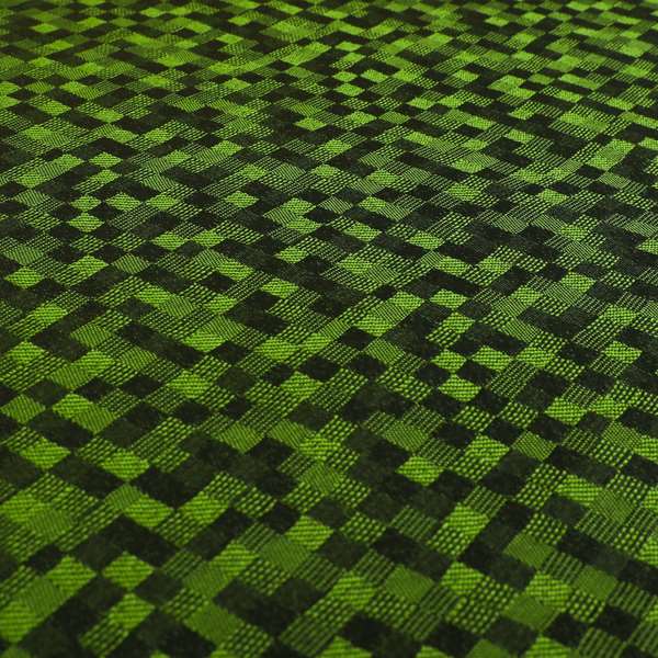 Fabriano Squared Pattern Chenille Type Green Upholstery Fabric CTR-932