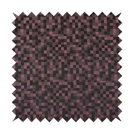 Fabriano Squared Pattern Chenille Type Purple Upholstery Fabric CTR-933