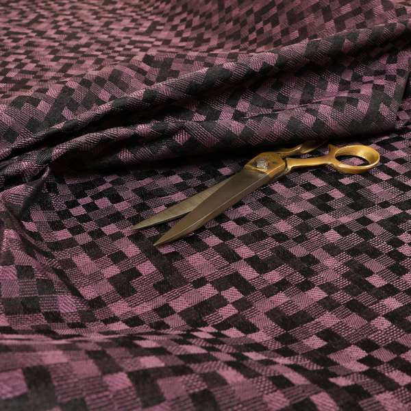 Fabriano Squared Pattern Chenille Type Purple Upholstery Fabric CTR-933 - Roman Blinds