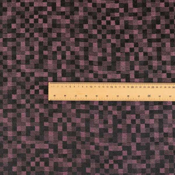 Fabriano Squared Pattern Chenille Type Purple Upholstery Fabric CTR-933 - Roman Blinds