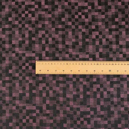 Fabriano Squared Pattern Chenille Type Purple Upholstery Fabric CTR-933