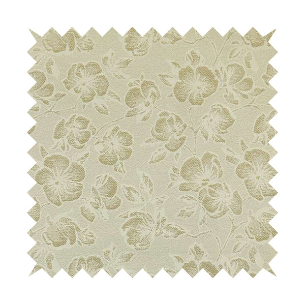 Fabriano Floral Pattern Chenille Type Cream Beige Upholstery Fabric CTR-937 - Roman Blinds