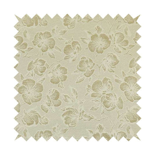 Fabriano Floral Pattern Chenille Type Cream Beige Upholstery Fabric CTR-937