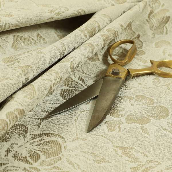 Fabriano Floral Pattern Chenille Type Cream Beige Upholstery Fabric CTR-937 - Roman Blinds