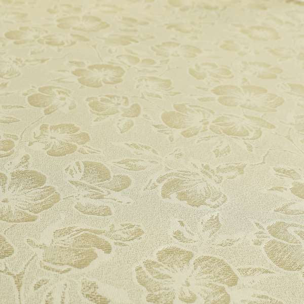 Fabriano Floral Pattern Chenille Type Cream Beige Upholstery Fabric CTR-937 - Roman Blinds