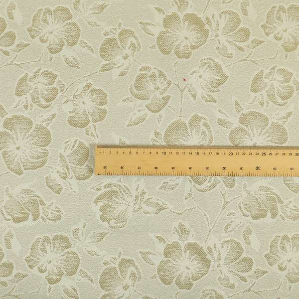 Fabriano Floral Pattern Chenille Type Cream Beige Upholstery Fabric CTR-937 - Roman Blinds