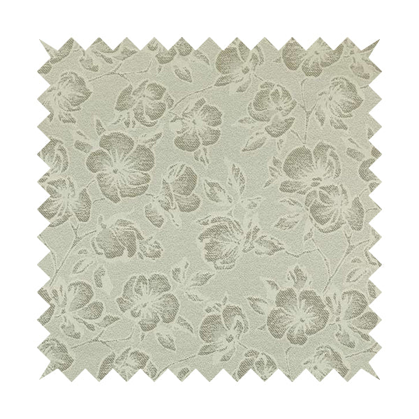 Fabriano Floral Pattern Chenille Type Silver Upholstery Fabric CTR-938 - Made To Measure Curtains