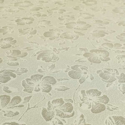 Fabriano Floral Pattern Chenille Type Silver Upholstery Fabric CTR-938 - Made To Measure Curtains