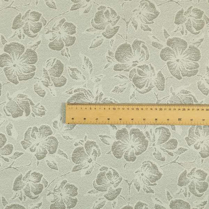 Fabriano Floral Pattern Chenille Type Silver Upholstery Fabric CTR-938 - Made To Measure Curtains