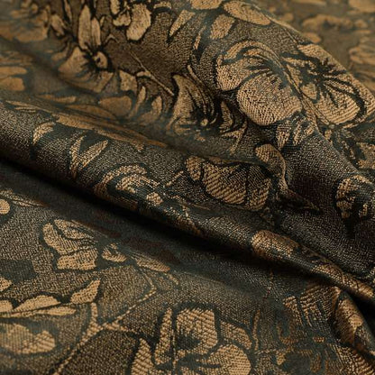 Fabriano Floral Pattern Chenille Type Brown Upholstery Fabric CTR-939 - Made To Measure Curtains