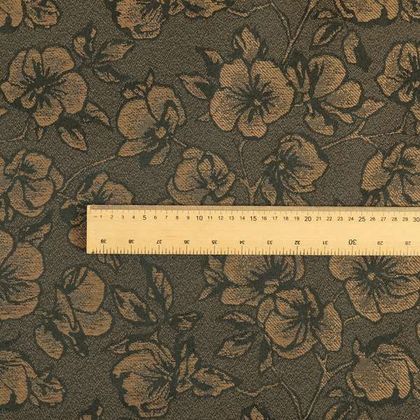 Fabriano Floral Pattern Chenille Type Brown Upholstery Fabric CTR-939 - Roman Blinds