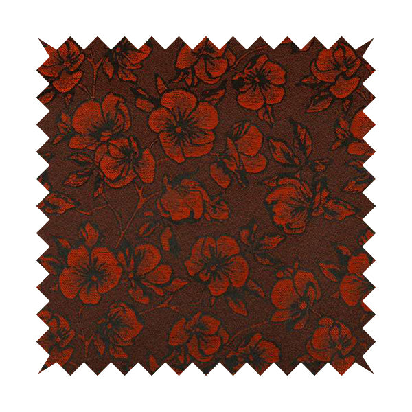 Fabriano Floral Pattern Chenille Type Red Upholstery Fabric CTR-940 - Made To Measure Curtains