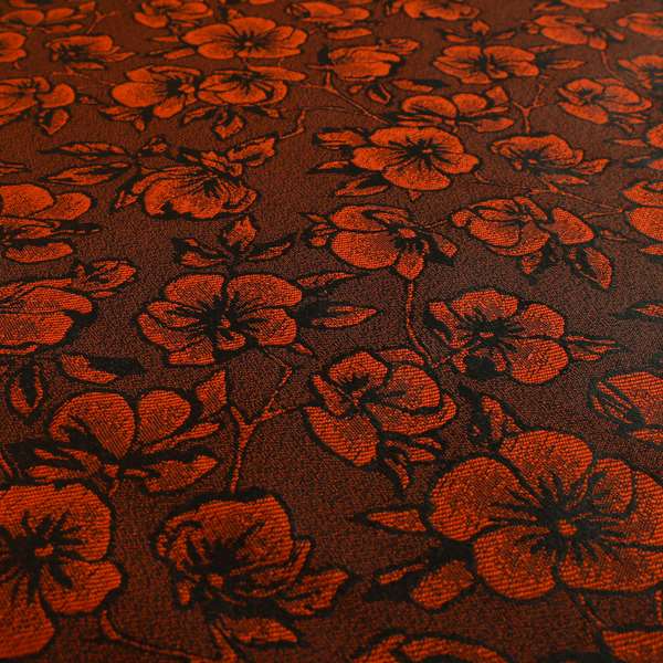 Fabriano Floral Pattern Chenille Type Red Upholstery Fabric CTR-940 - Made To Measure Curtains