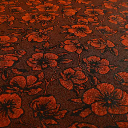 Fabriano Floral Pattern Chenille Type Red Upholstery Fabric CTR-940 - Made To Measure Curtains