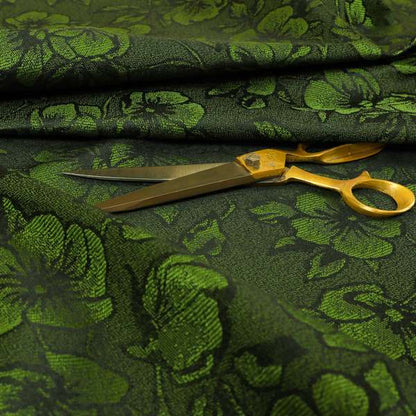 Fabriano Floral Pattern Chenille Type Green Upholstery Fabric CTR-941 - Roman Blinds