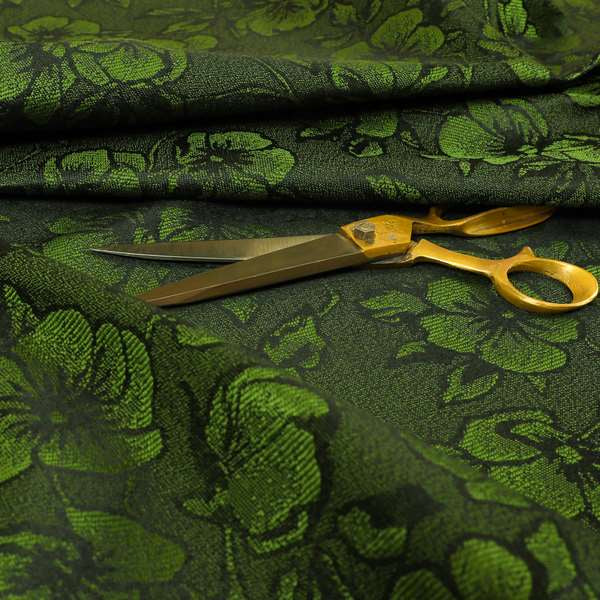 Fabriano Floral Pattern Chenille Type Green Upholstery Fabric CTR-941 - Made To Measure Curtains