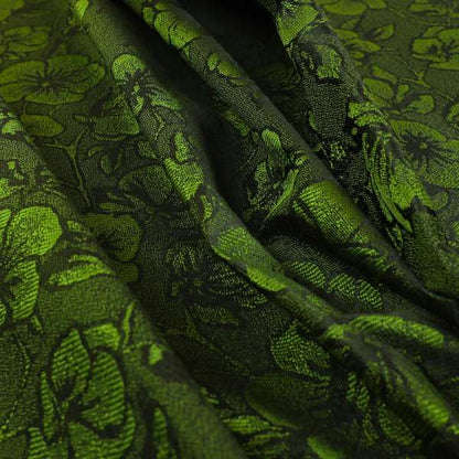 Fabriano Floral Pattern Chenille Type Green Upholstery Fabric CTR-941 - Made To Measure Curtains