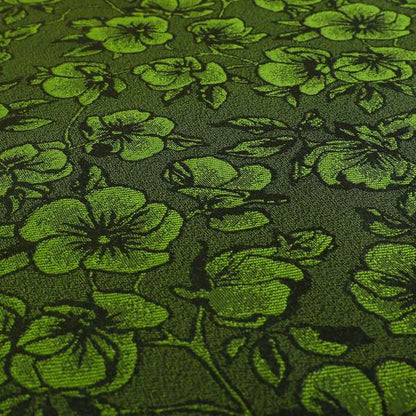 Fabriano Floral Pattern Chenille Type Green Upholstery Fabric CTR-941 - Made To Measure Curtains