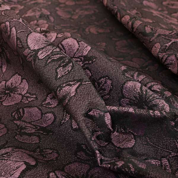 Fabriano Floral Pattern Chenille Type Purple Upholstery Fabric CTR-942 - Handmade Cushions