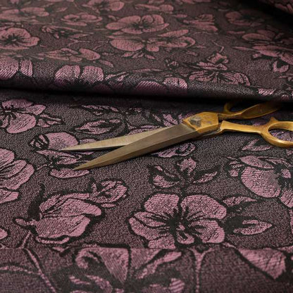 Fabriano Floral Pattern Chenille Type Purple Upholstery Fabric CTR-942 - Made To Measure Curtains