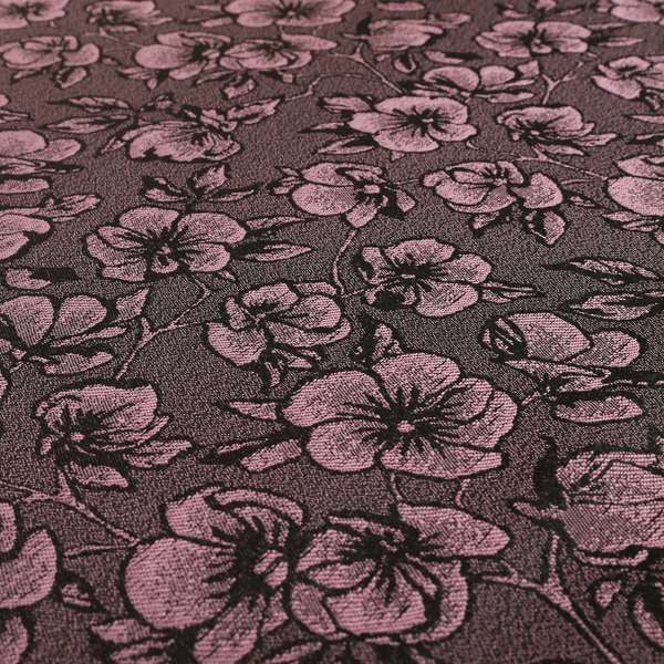 Fabriano Floral Pattern Chenille Type Purple Upholstery Fabric CTR-942 - Handmade Cushions