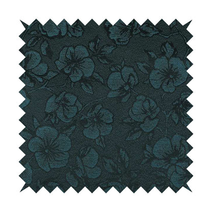 Fabriano Floral Pattern Chenille Type Navy Blue Upholstery Fabric CTR-943 - Roman Blinds