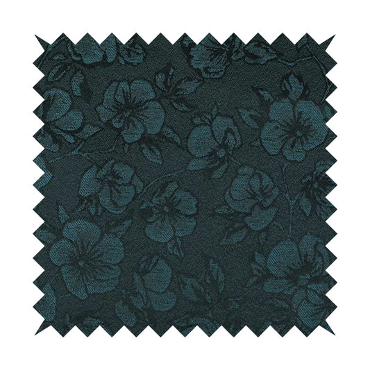 Fabriano Floral Pattern Chenille Type Navy Blue Upholstery Fabric CTR-943