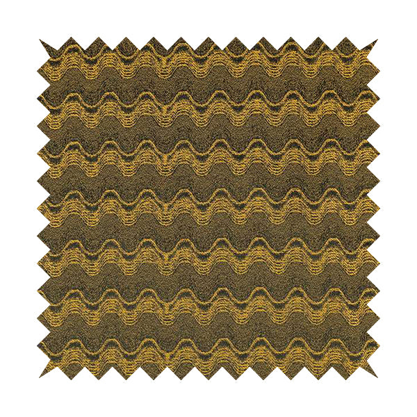 Fabriano Wave Pattern Chenille Type Yellow Black Upholstery Fabric CTR-945 - Roman Blinds