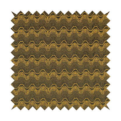 Fabriano Wave Pattern Chenille Type Yellow Black Upholstery Fabric CTR-945 - Roman Blinds