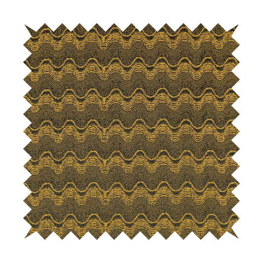 Fabriano Wave Pattern Chenille Type Yellow Black Upholstery Fabric CTR-945