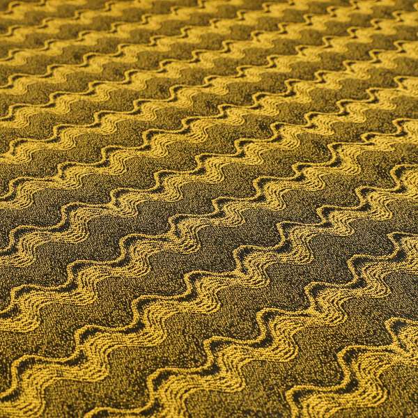 Fabriano Wave Pattern Chenille Type Yellow Black Upholstery Fabric CTR-945 - Roman Blinds