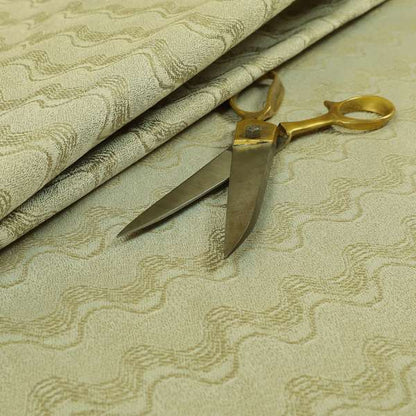 Fabriano Wave Pattern Chenille Type Cream Beige Upholstery Fabric CTR-946 - Roman Blinds