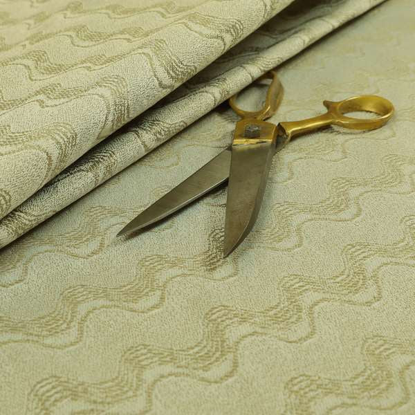 Fabriano Wave Pattern Chenille Type Cream Beige Upholstery Fabric CTR-946 - Made To Measure Curtains