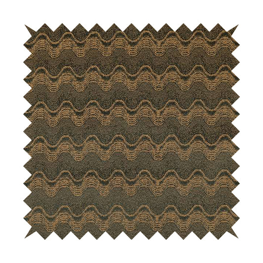 Fabriano Wave Pattern Chenille Type Brown Upholstery Fabric CTR-948