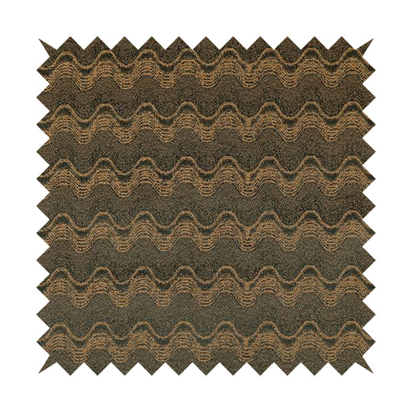 Fabriano Wave Pattern Chenille Type Brown Upholstery Fabric CTR-948 - Made To Measure Curtains