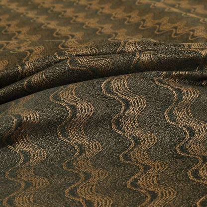 Fabriano Wave Pattern Chenille Type Brown Upholstery Fabric CTR-948 - Roman Blinds