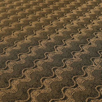 Fabriano Wave Pattern Chenille Type Brown Upholstery Fabric CTR-948 - Made To Measure Curtains