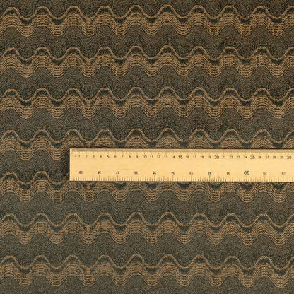 Fabriano Wave Pattern Chenille Type Brown Upholstery Fabric CTR-948 - Made To Measure Curtains