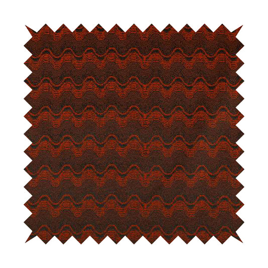 Fabriano Wave Pattern Chenille Type Red Upholstery Fabric CTR-949