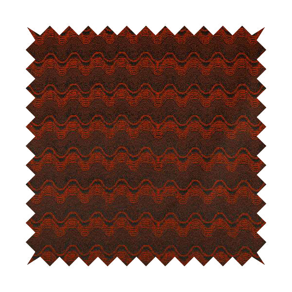 Fabriano Wave Pattern Chenille Type Red Upholstery Fabric CTR-949 - Made To Measure Curtains